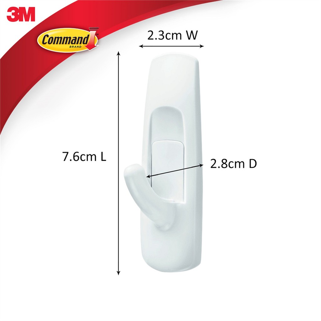 Bộ 2 móc treo đồ dán tường cường lực siêu dính chống thấm nước 1.3kg Command 3M 17001B