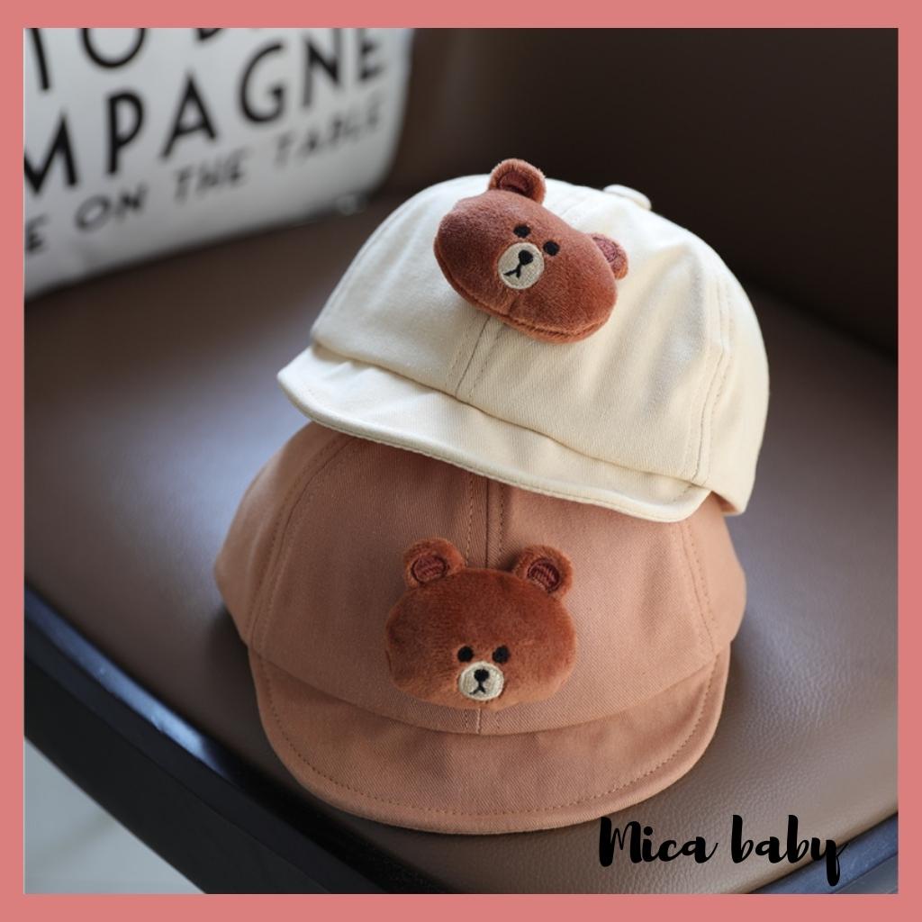 Mũ lưỡi trai mềm đính gấu bông xù dễ thương cho bé MH116 Mica Baby