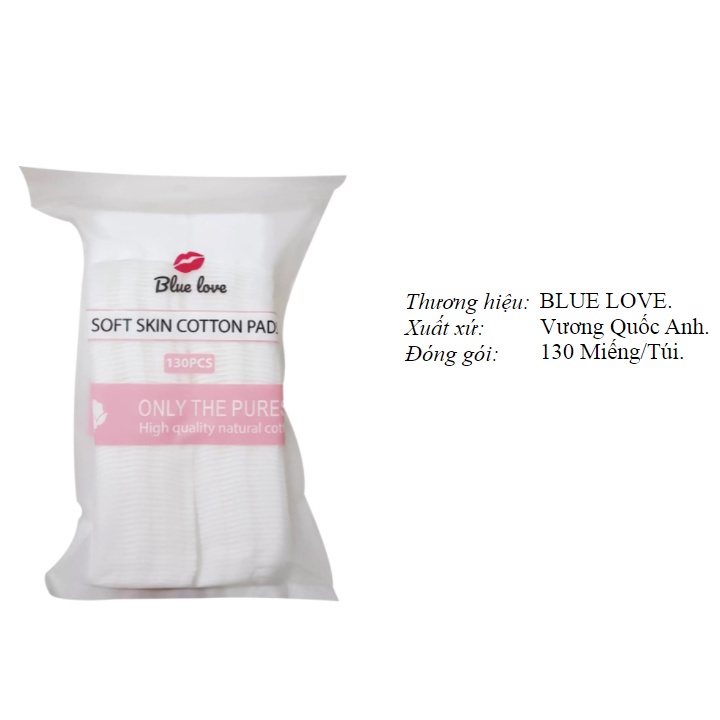 Bông tẩy trang 100% cotton nhập khẩu Anh Quốc - BTT mềm mịn như nhung Blue Love - Soft Skin Cotton Pads