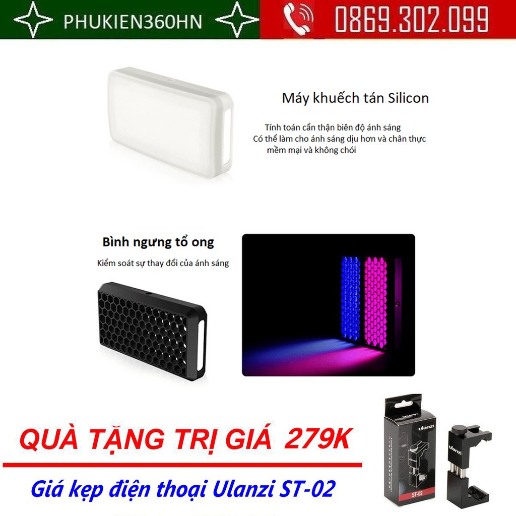 (QUÀ TẶNG 279K) Đèn led video Ulanzi VIJIM VL196 RGB tích hợp PIN Lithium dung lượng lớn 3000mAh