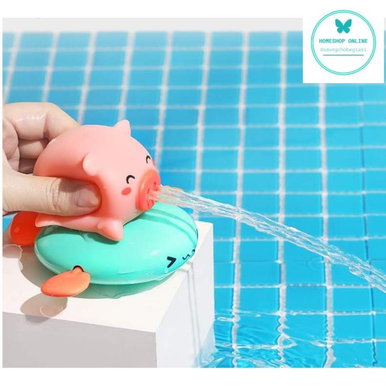 Đồ chơi nhà tắm Lợn con chèo thuyền phun nước chú lợn nước bơi