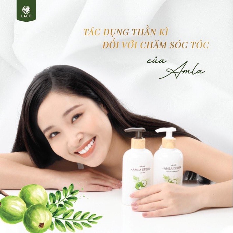 Dầu gội và dầu xả AMLA DETOX ngăn rụng tóc, sạch gàu hết ngứa cho mái tóc suôn mềm