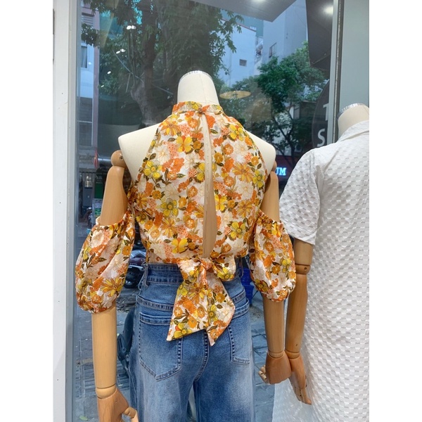 ZIEL Áo croptop nữ hoa tay bồng | Puff Floral Top