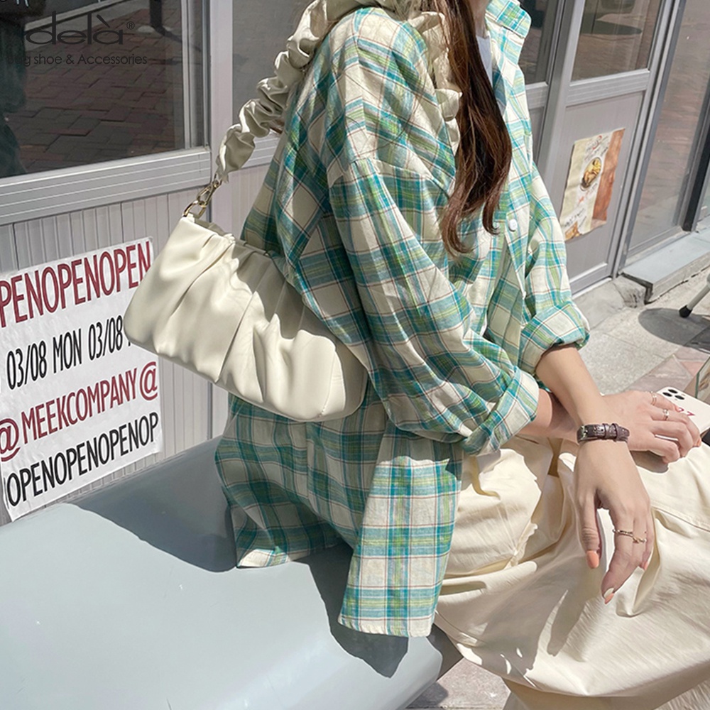 Dela Túi Đeo Vai Hình Đám Mây Xếp Ly Phong Cách Hàn Quốc Thời Trang Mới 2022 Cho Nữ