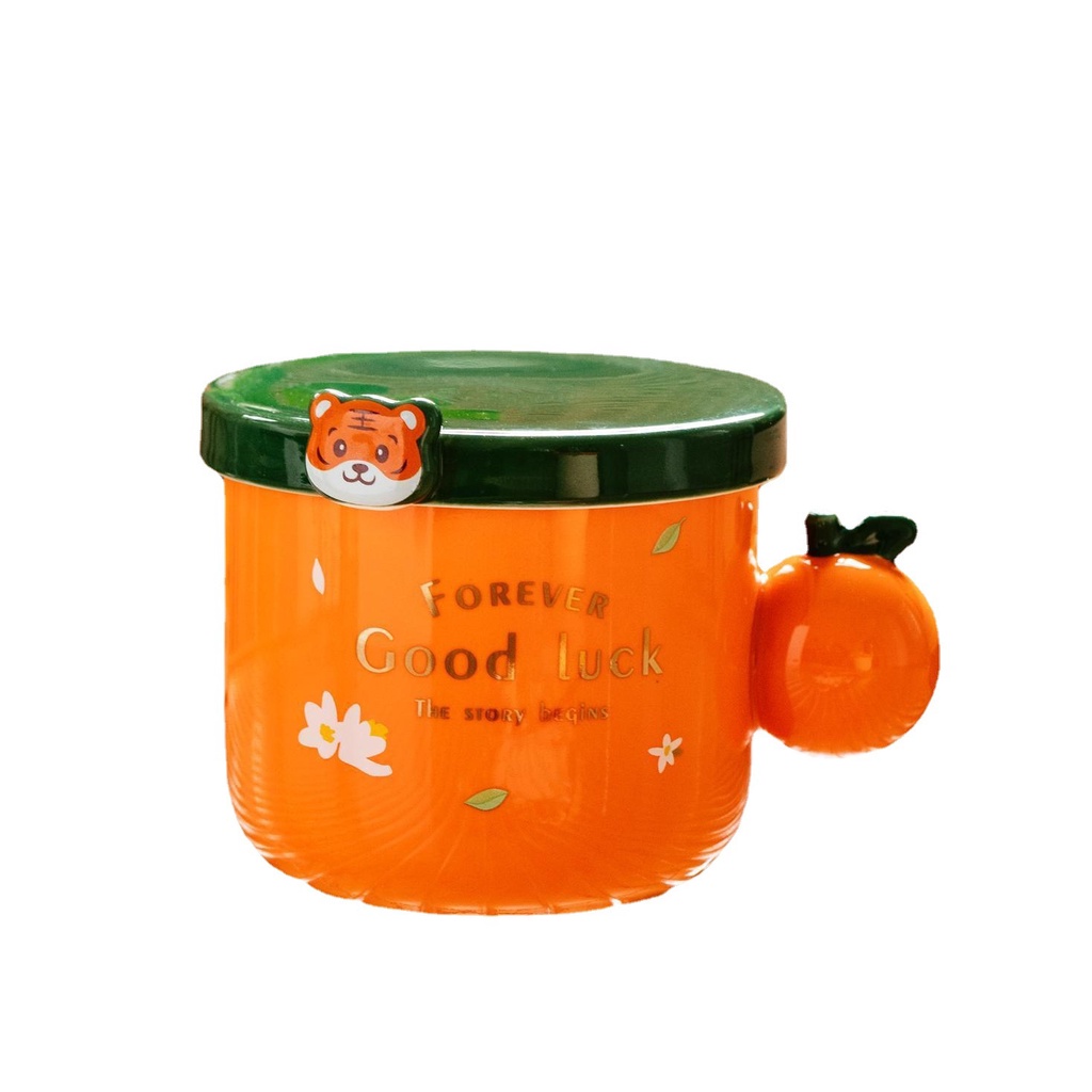 Cốc Uống Nước Bằng Sứ Chịu Nhiệt Có Nắp Đậy Dung Tích Lớn