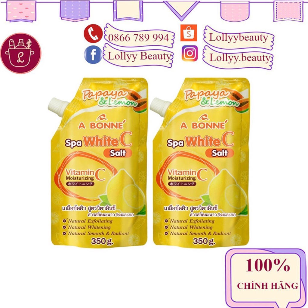 MUỐI TẮM ABONNE Đu đủ Chanh Vitamin C Tẩy Tế Bào Chết Body Thái Lan (350g)