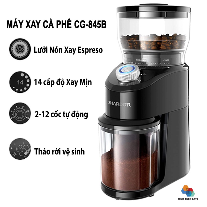Máy Xay Cà Phê Cg845b Xay Cà Phê Hạt Cho Pha Chế Espresso, 14 Cấp Độ Xay Cafe Từ Thô Đến Mịn, Thiết Kể Để Bàn Mini