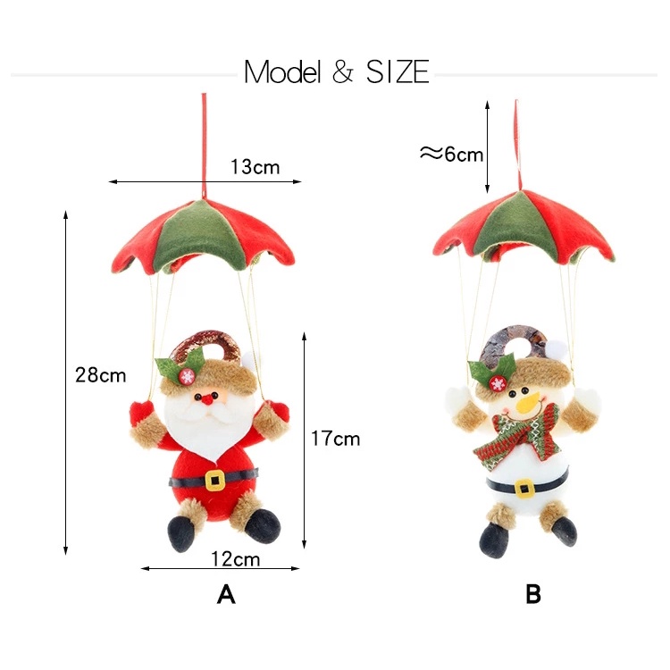 Phụ kiện treo trang trí cây thông noel hình cây dù dễ thương