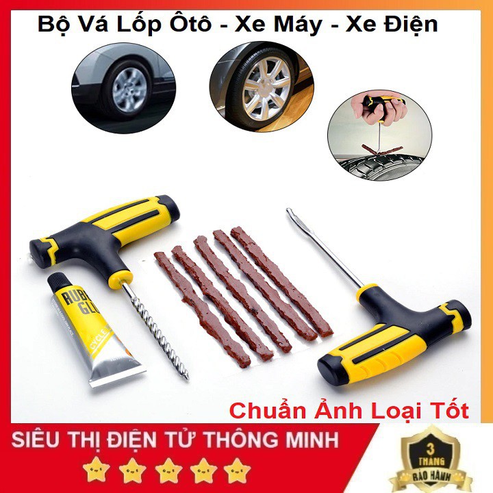 Bộ Vá Lốp Xe Máy, Xe Máy Điện Không Xăm 5 Miếng Đầy Đủ Phụ Kiện - Dụng Cụ Vá Lốp Tại Nhà Hiệu Quả Đơn Giản Dễ Sử Dụng 4&quot;