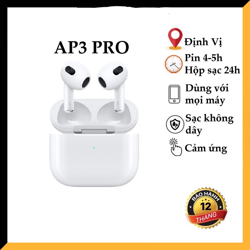 Tai Nghe Bluetooth Không Dây TWS PRO 3 - Full Seal- Dùng cả Androi Laptop- Đổi Tên - Âm Thanh Trong Trẻo- BH 12 Tháng