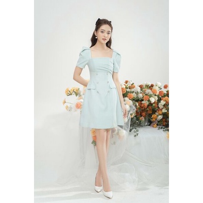 Đầm Cổ Vuông JM Dáng A Xếp Li Ngực 1S06.2201S