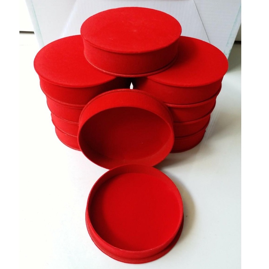 Hộp nhung đỏ đựng chuỗi đá đựng vòng tay đựng quà đựng nữ trang đường kính 8,5cm