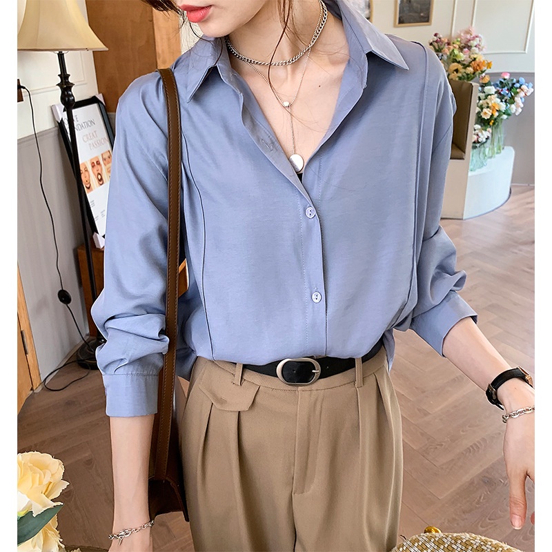 Áo Sơ Mi Trắng Tay Dài Phong Cách Retro hàng Quảng Châu Cao Cấp aimeehouse