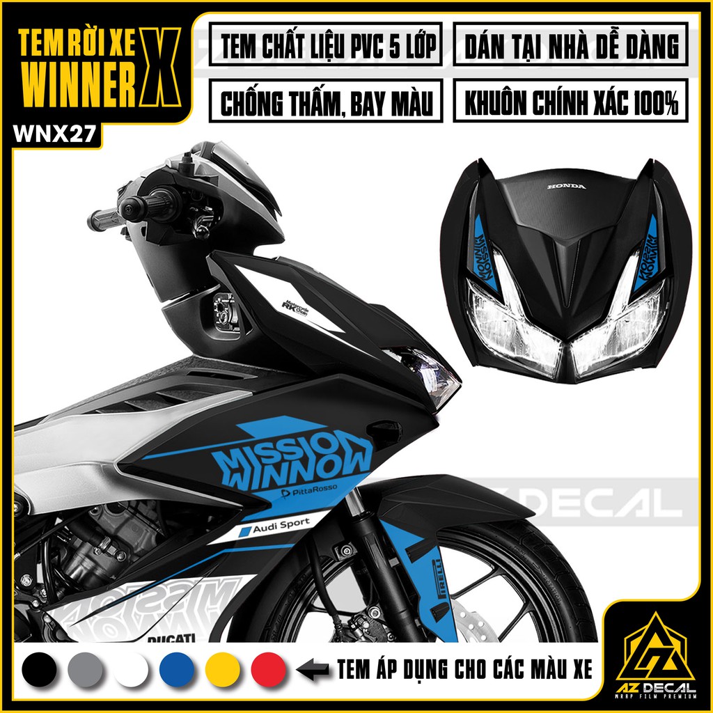 Tem Xe Winner X Mẫu Mission | WNX27 | Tem Xe Chống Nước, Chống Bay Màu, Decal Cắt Khuôn Sẵn Dễ Dán
