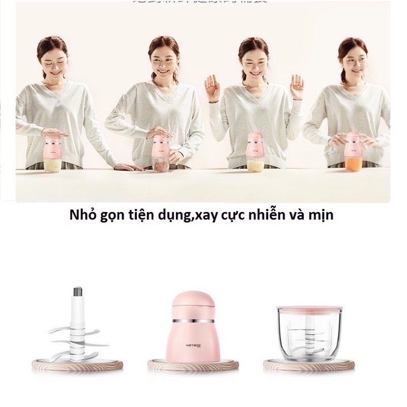 Máy xay Ăn Dặm Xay Thịt Đa Năng Cầm Tay Siêu Mịn Haties, Lita , Cối Thủy Tinh