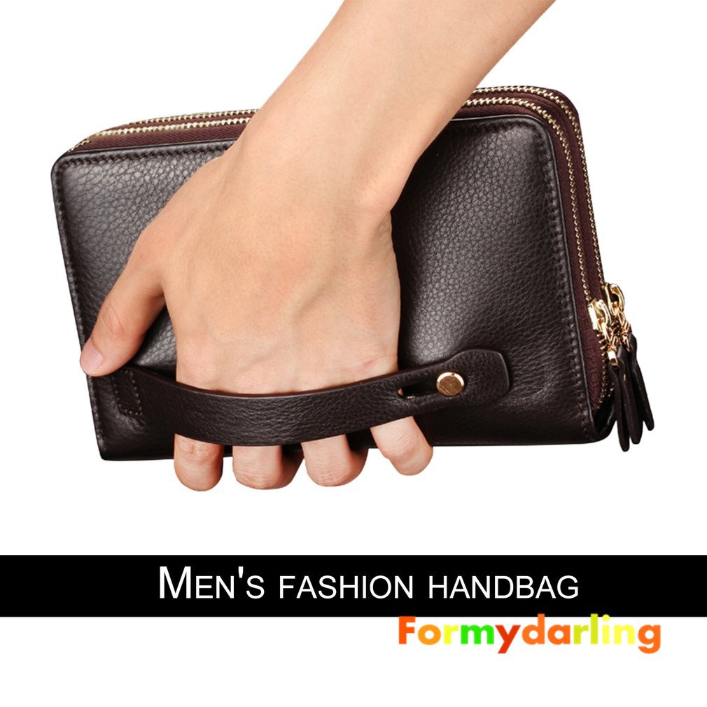 Ví nam dài chất da có khoá kéo