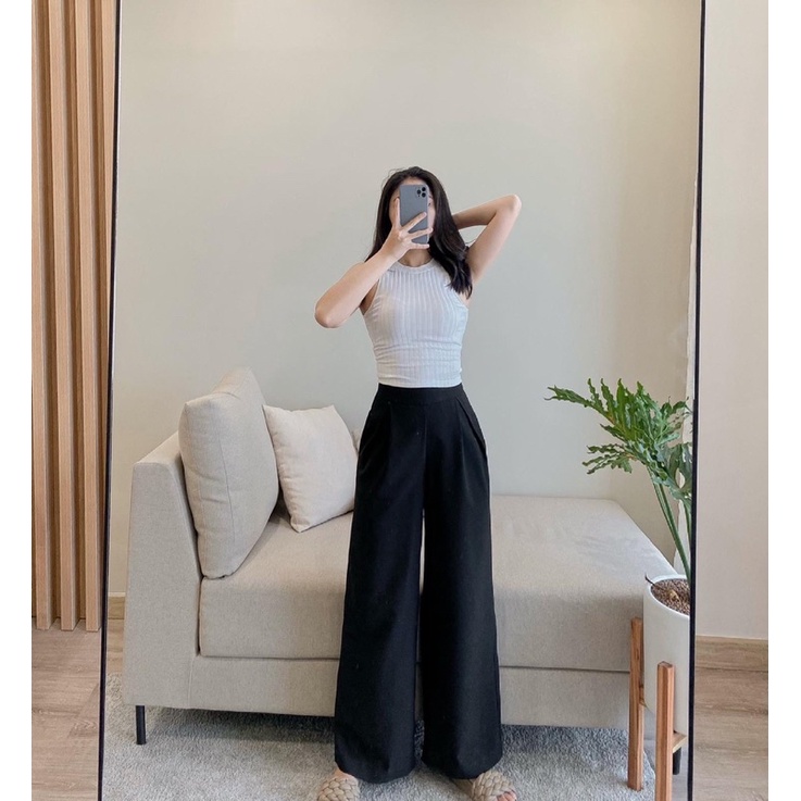 QUẦN ỐNG RỘNG  - Quần dài ống rộng cạp cao