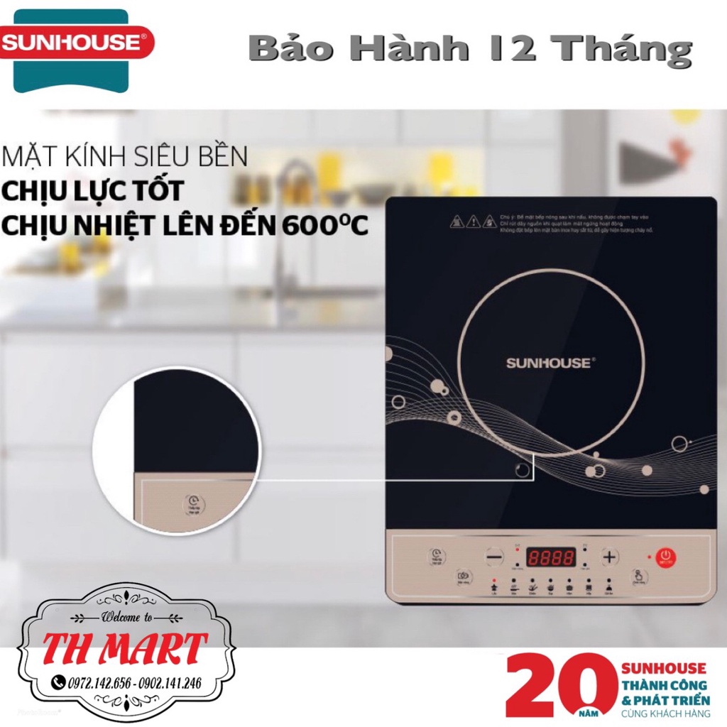 Bếp Từ Sunhouse SHD6149 Phím Bấm Cơ - Tặng Kèm Nổi Lẩu - Hàng Chính Hãng (Bảo Hành 12 Tháng)