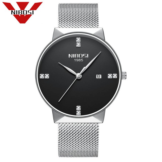 [TẶNG VÒNG TAY] Đồng Hồ Nam Nibosi 1985 Chính Hãng Dây Lưới Cao Cấp Full Box