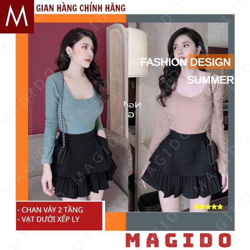 Chân váy 2 tầng 💚chân váy nữ -xếp ly có lót bên trong cực đẹp, phong cách ulzzang -vintage hot 2021 MAGIDO -