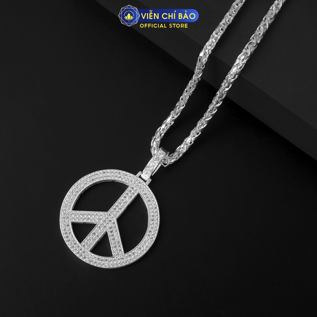 Mặt dây chuyển bạc Peace Sign đính đá chất liệu bạc S925 thời trang phụ kiện trang sức nữ Viễn Chí Bảo M300511