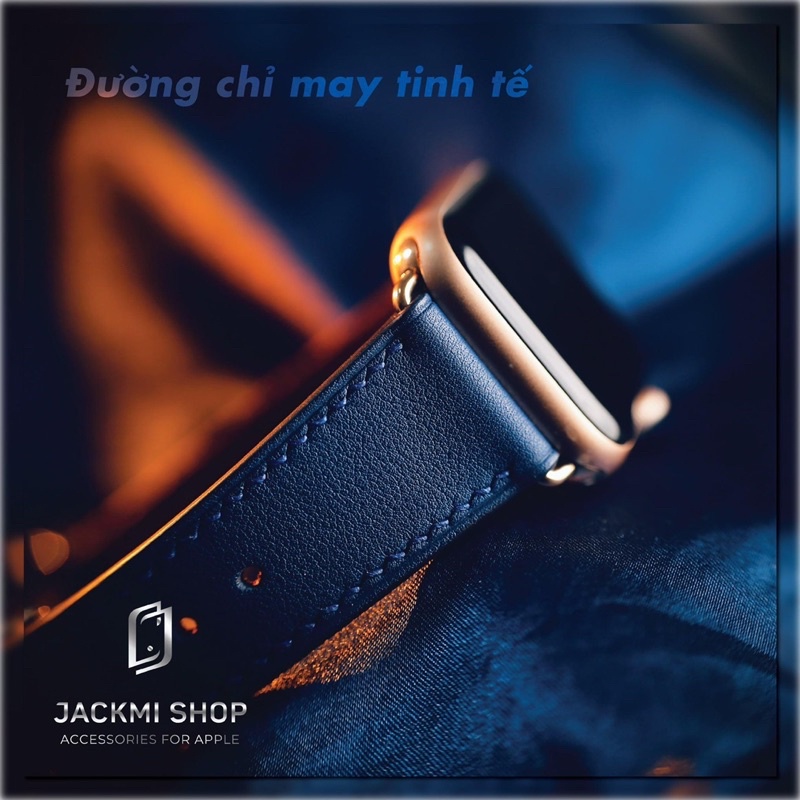 [DÂY DA THẬT] DÂY DA BÊ SWIFT MAY TAY THỦ CÔNG MÀU XANH PACIFIC KHÓA HUBLOT CHO APPLE WATCH SERIES 1=&gt;6 (BẢO HÀNH 1 NĂM)