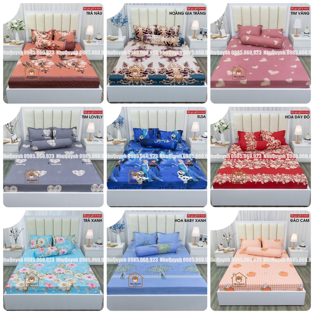 Bộ ga gối 💖m6/m8💖 drap giường poly, ga trải giường + 2 vỏ gối nằm đơn giản