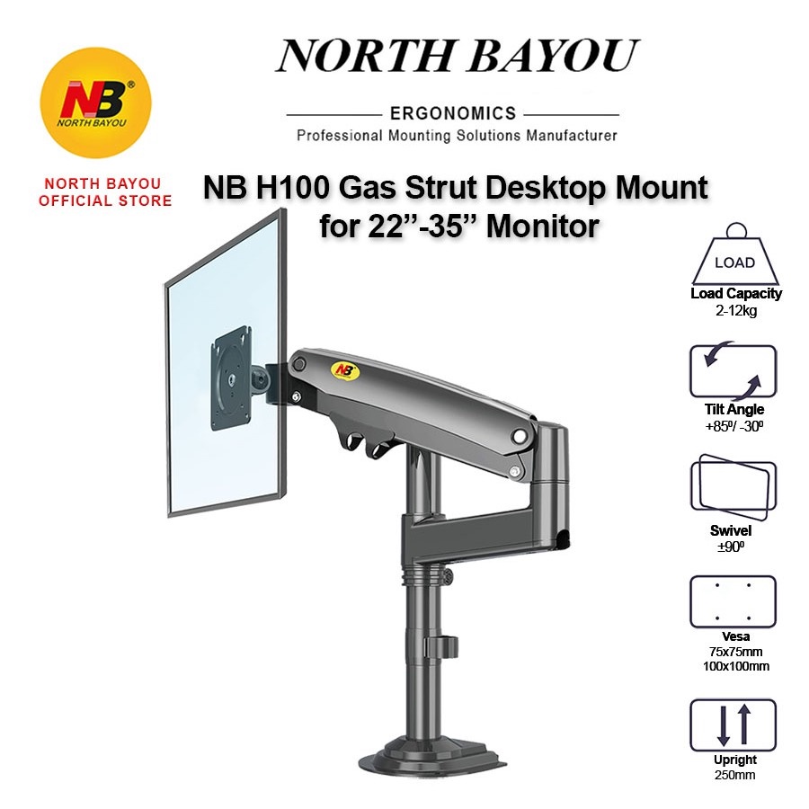 Giá Treo Màn Hình Máy Tính North Bayou NB H100 22 - 35 Inch ( nâng hạ màn hình 12kg)