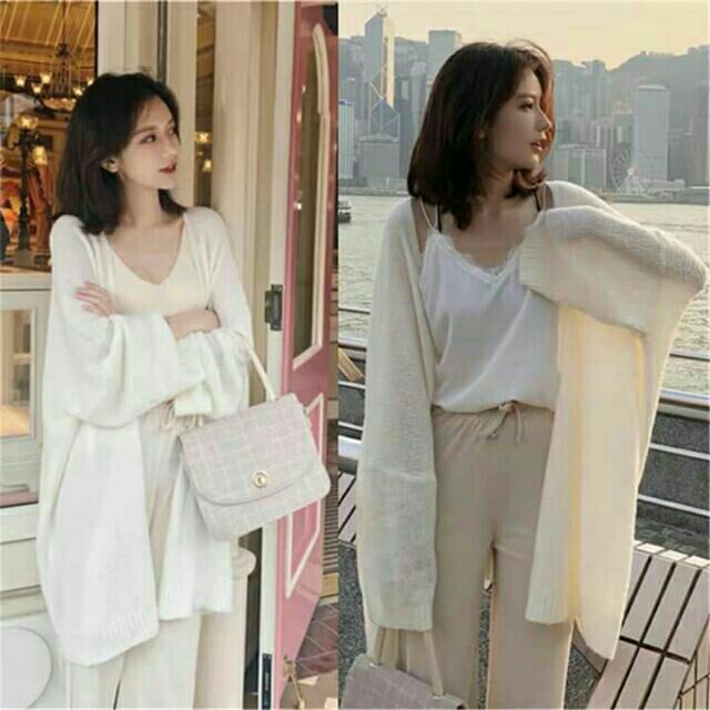 [order]Áo cardigan dệt kim mỏng dáng dài