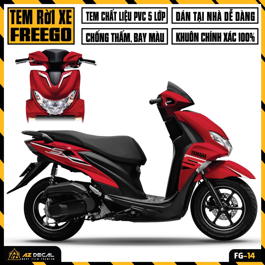 Tem Xe Yamaha FreeGo Thiết Kế | FG-14 | Decal Rời Cắt Khuôn Sẵn Dễ Dán, Chống Nước, Chống Phai Màu
