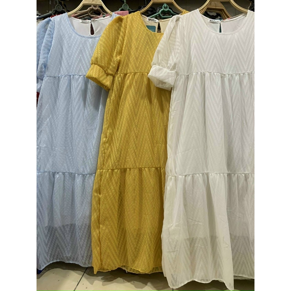 Váy Bầu Đẹp Đầm Bầu Thiết Kế Thời Trang Voan 2 Lớp, Hoạt Tiết Nổi, Tay Lở, Dáng Dài Tiểu Thư A120 Lin Store66