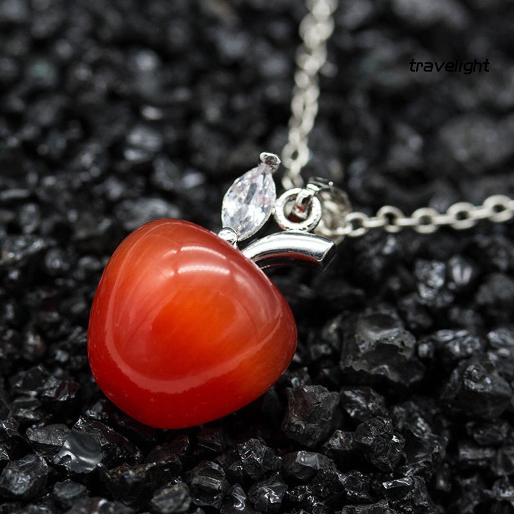 Mặt Vòng cổ Hình Quả Táo Đỏ Đính Đá Opal Thời Trang Cho Nữ
