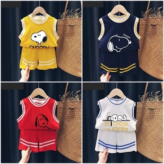 BỘ QUẦN ÁO BA LỖ HÌNH CÚN SNOOPY 4 MÀU CHO BÉ TRAI BÉ GÁI