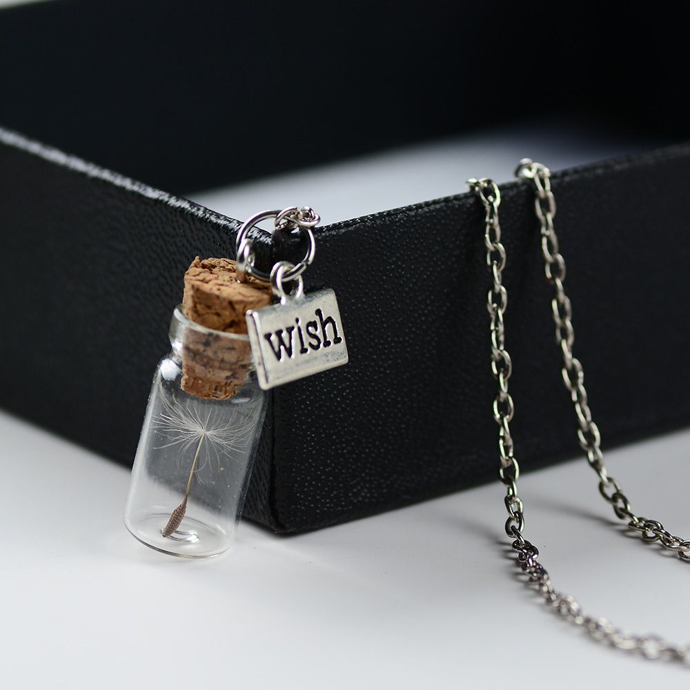 CLEVER DIY Fashion Dandelion Glass Wish Vase Necklace