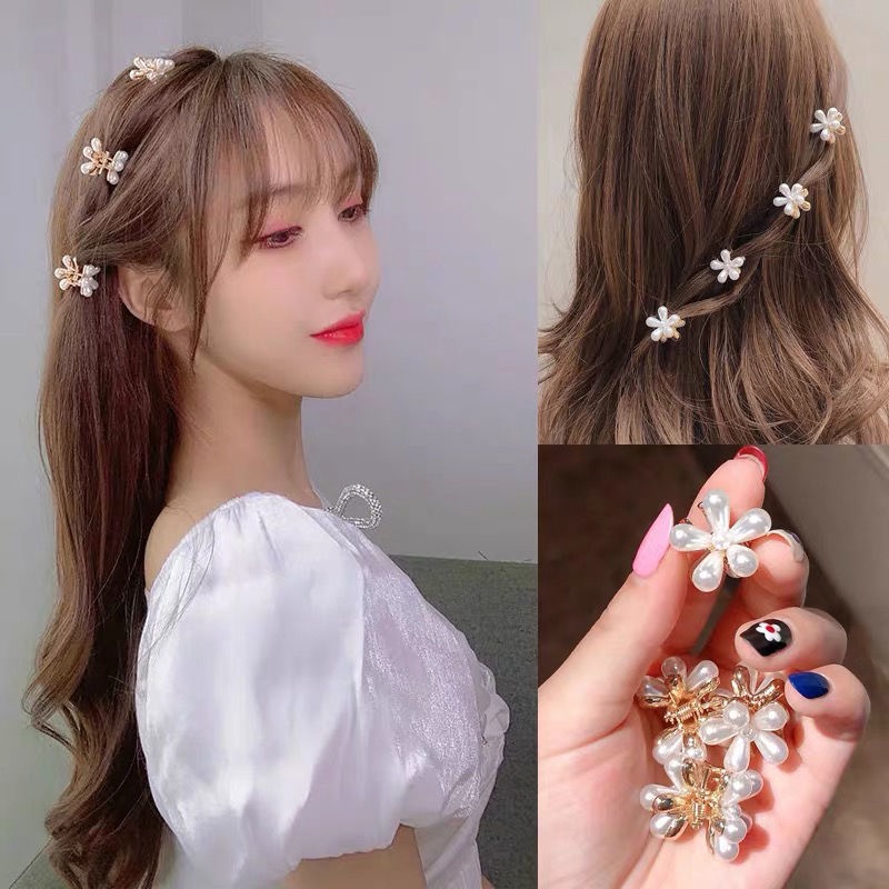 Kẹp Tóc Đính Hoa Pha Lê Nhỏ Phong Cách Hàn Quốc Cho Nữ