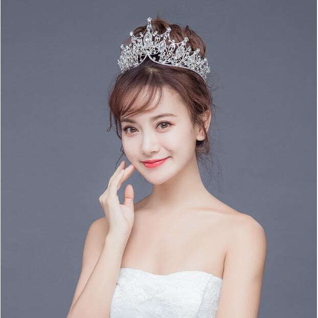 Big Baroque Rhinestone Crystal Beaded Headband Tiara Tea Party Bride Crown Luxury Wedding Korean Hair Ornaments