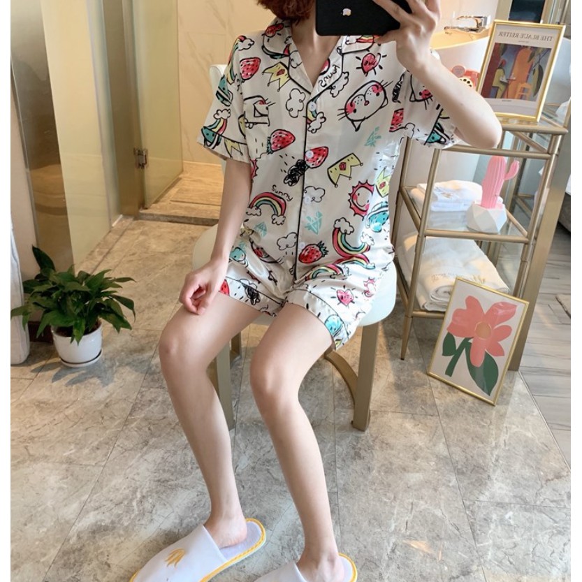 CÓ BIG SIZE_ Bộ Ngủ Pijama IceSilk Họa Tiết Hoạt Hình