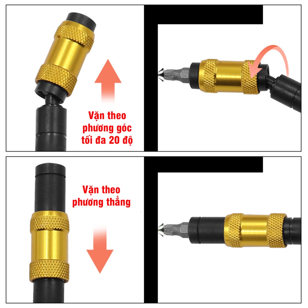 Đầu Lục Giác Dài 145mm Chuyển Hướng Bắn Vít Góc 20 Độ Có Nam Châm Giữ VITO