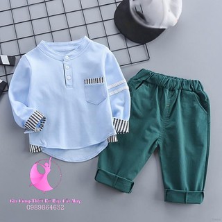 t367 rập sơ mi cổ trụ và quần lửng cho bé trai (1-10t)
