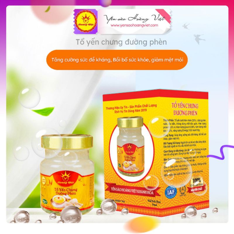 [30% yến tươi thiên nhiên] Yến sào Hoàng Việt chưng đường phèn