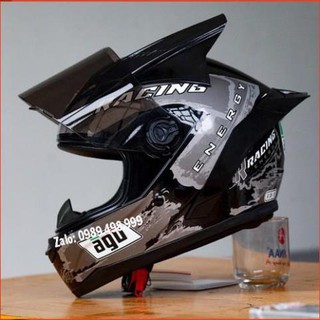 [1 năm bảo hành] Nón fullface đi phượt AGU tem racing bạc
