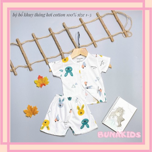 Bộ cộc cotton THÔNG HƠI mùa hè in hình nhí đáng yêu cho bé