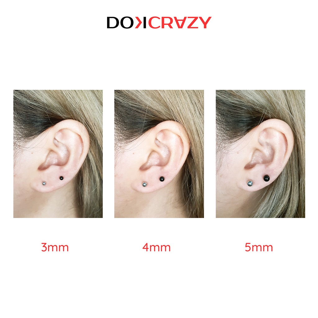 Khuyên tai quả tạ tròn trơn DOKCRAZY thời trang nhiều size unisex