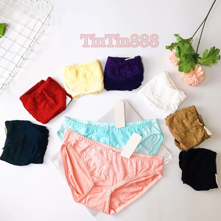 Quần lót nữ cotton BỘ 10 -5 QUẦN phối ren 116, quan lot nu - TinTin888