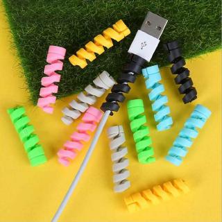 【Giá thấp】 **Silicone Candy Color Spiral USB Data Charging Cable Earphone Line Cord Protector Case Cover**