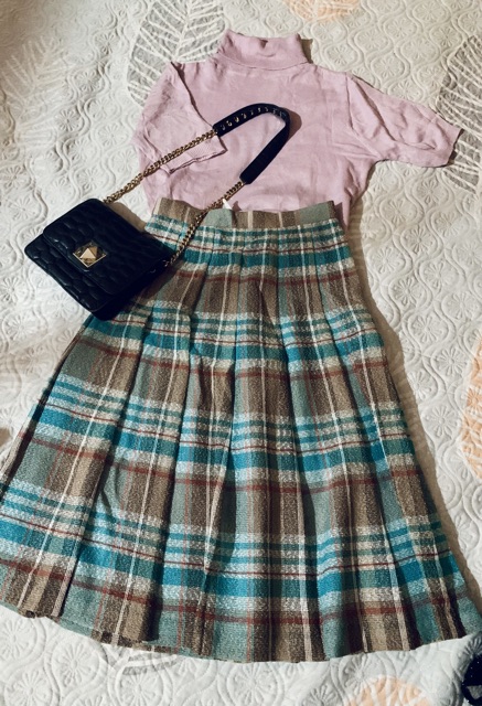 Chân váy dạ kẻ dáng dài 89k