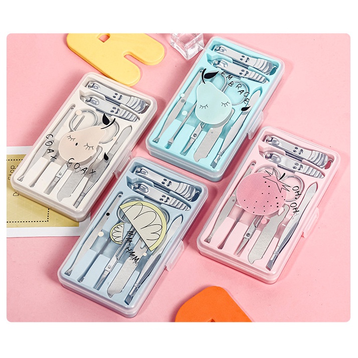 Bộ Dụng Cụ Bấm Móng 7 Món Hộp Nhựa Họa Tiết Trái Cây Xinh Xắn - Dumi Shop