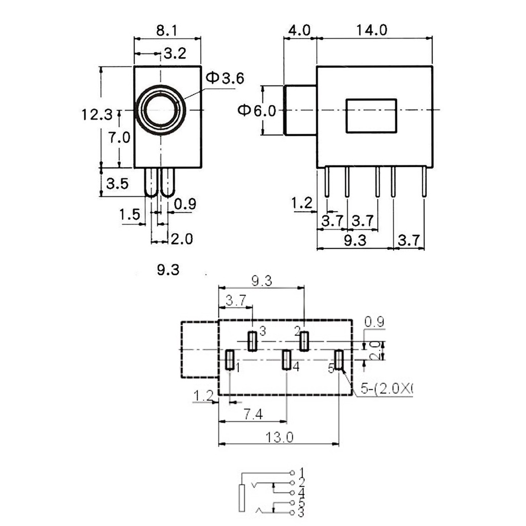 Bộ 3 Jack audio cái 3.5mm PJ-325