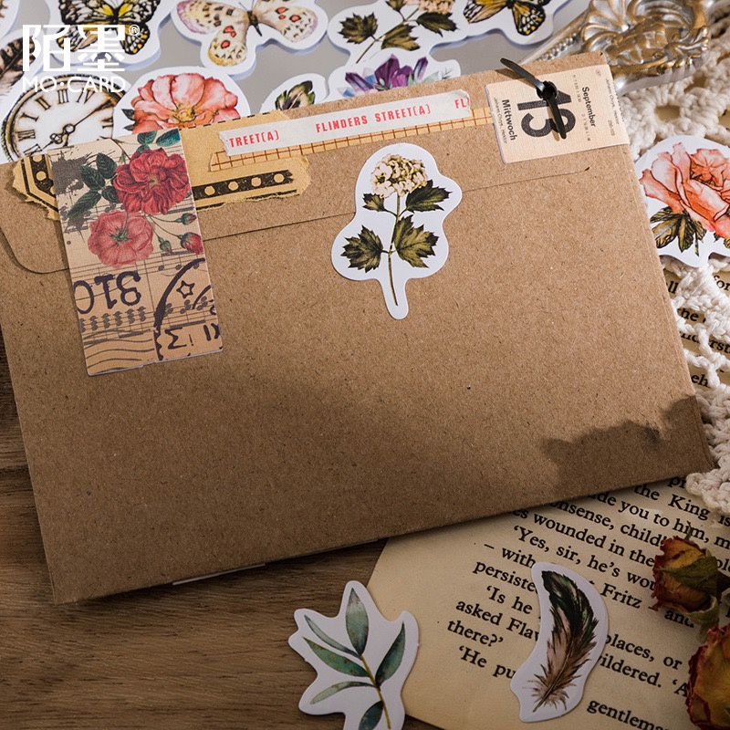 Bộ sticker/ Hình dán Hoạ Tiết Hoa &amp; Chim Cổ Điển (45 Hình)