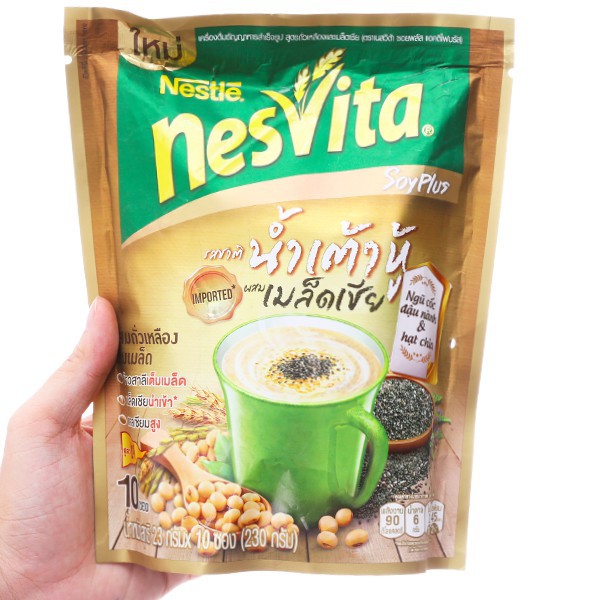 Bột Ngũ Cốc Nestlé NESVITA đậu nành và hạt chia 230g (10 gói * 23g)